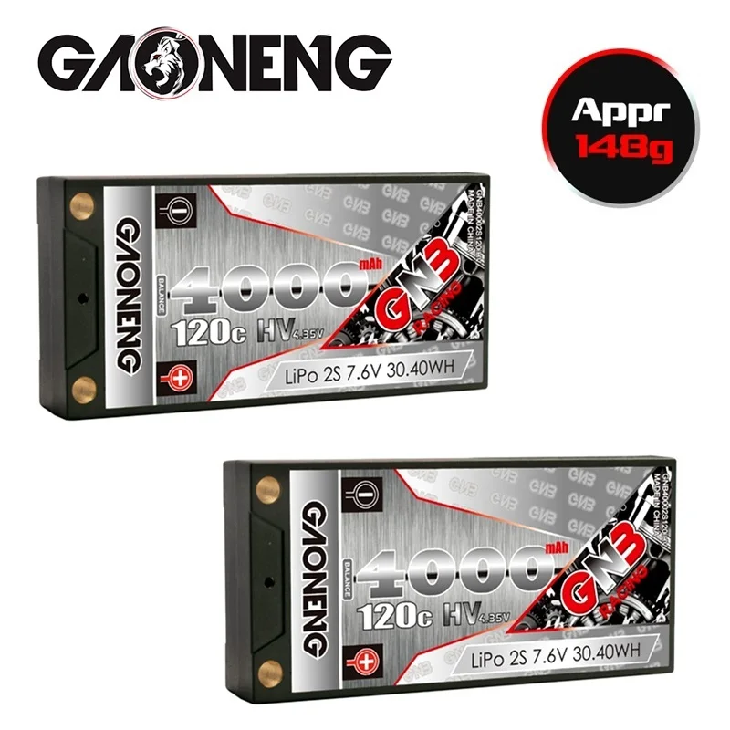 Batteria GAONENG GNB 7.6v 4000mAh 120C PLUS LiPo per telecomando ricambi auto da corsa con aggiornamento Shell batteria LiHV 2S