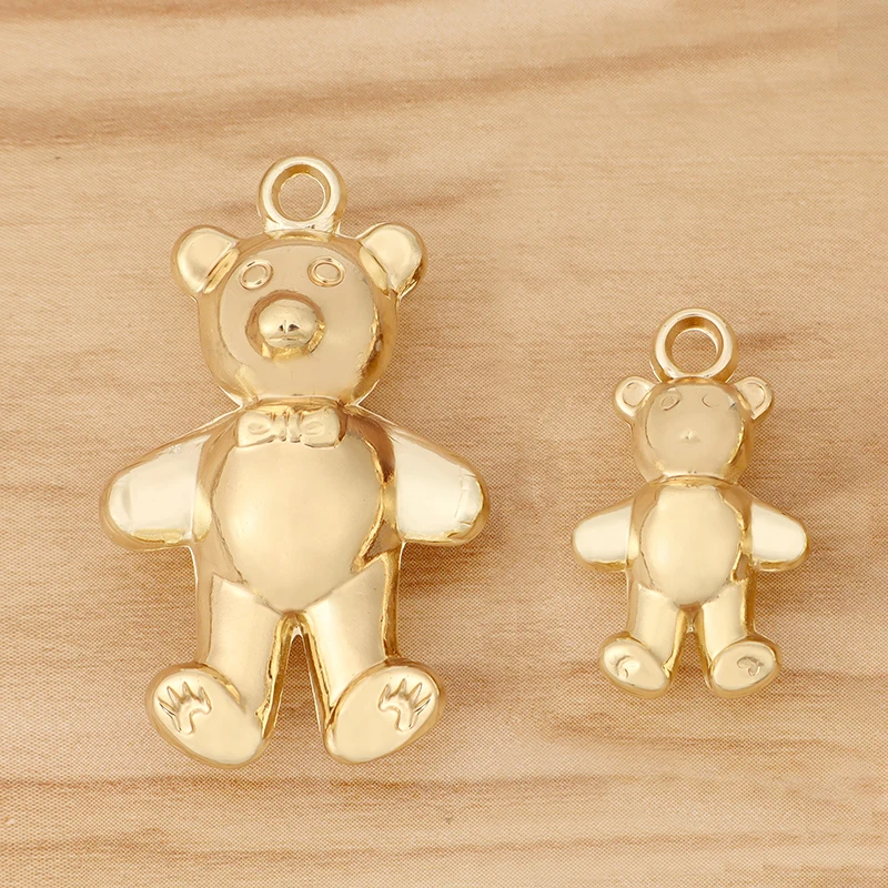 8 Pieces Gold Color CCB Teddy Bear 3D Charms Pendants for DIY Earrings Key Chain Jewellery Making Accessories