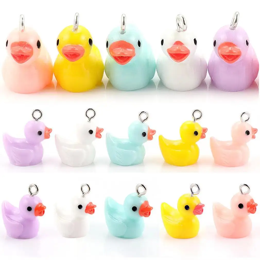 10pcs 3D Yellow Pink Sky Blue Duck Resin Simulation Pendants Crafts DIY Making Findings Handmade Jewelry for Earring Necklace