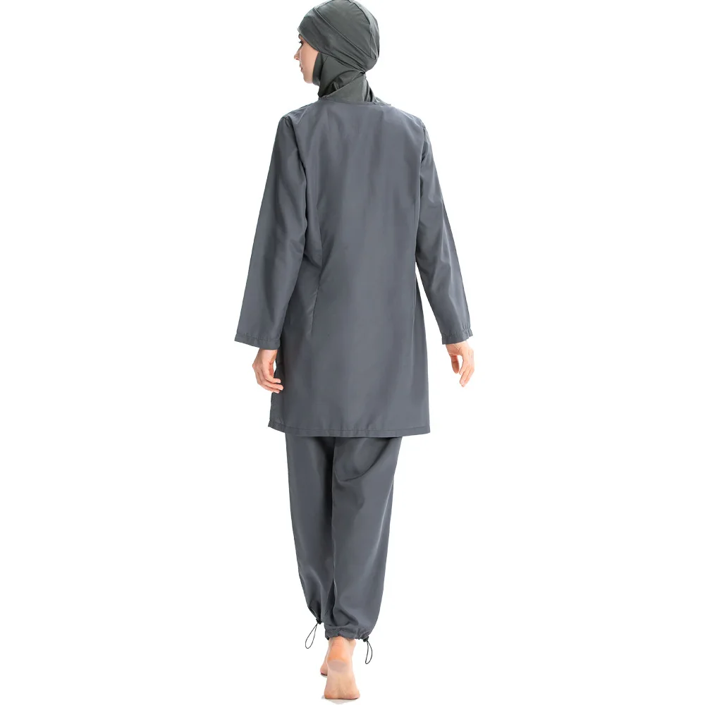 Islamic Burkini With Hijab Muslim Swimsuit Long Sleeves Modest Plain Clothing Swimwear Women 2022 Muslim Swimming Suit For Women