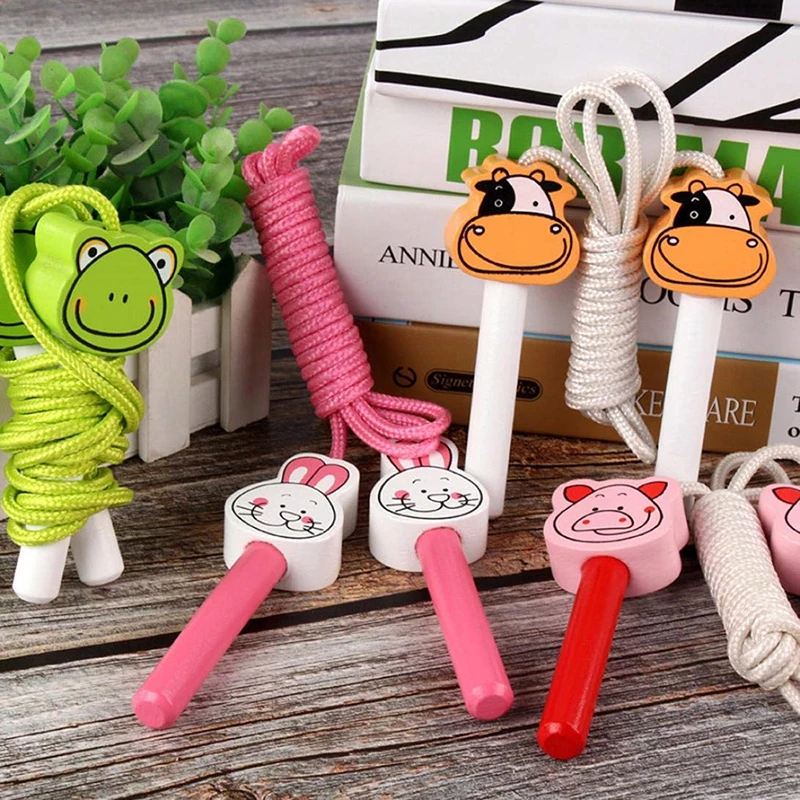 

2M Animals Wooden Handle Jumping Skipping Rope Fitness Exercise Sport Equipment Educational Kids Children Boys Girls Toys