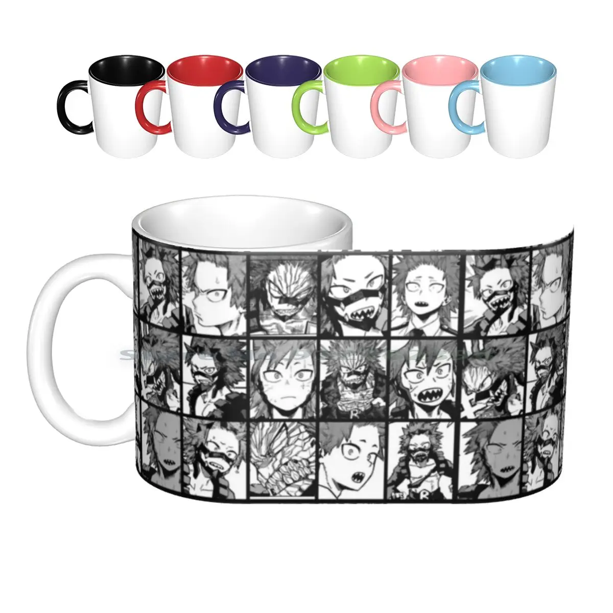 Kirishima Eijirou-Manga Black And White Version Ceramic Mugs Coffee Cups Milk Tea Mug Kirishima Eijirou All Might Collage Hero