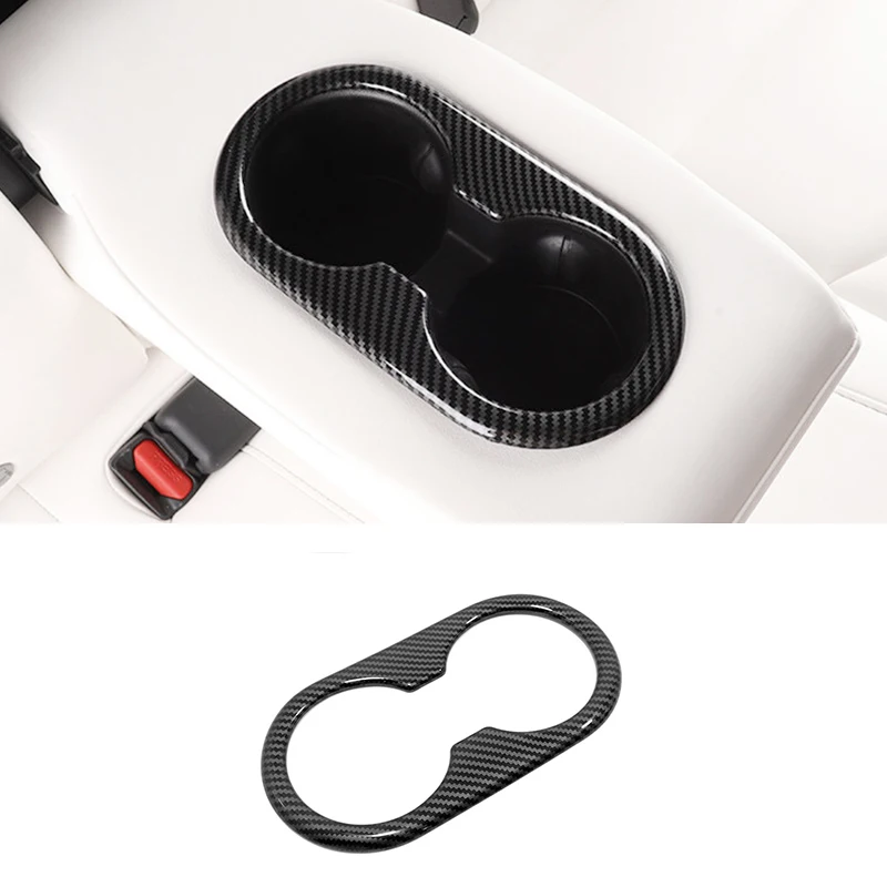 

For Tesla Model 3 Model3 2017 18 19 2020 accessories ABS Carbon fiber Car rear water cup frame Cover Trim Sticker Car styling