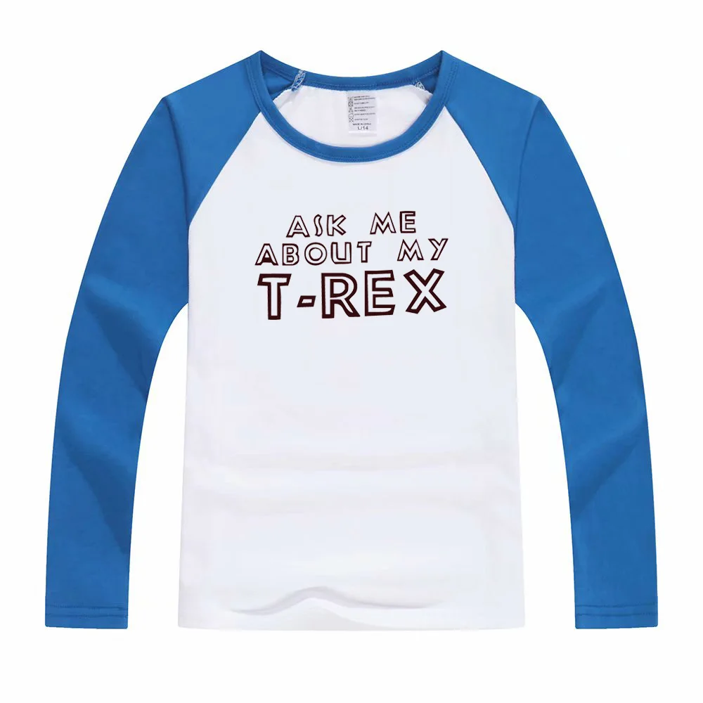 Ask Me About My T Rex Flip T Shirt Kids Funny Shirt Children's Long Sleeve T-Shirt Tops Kids Big Child Clothing