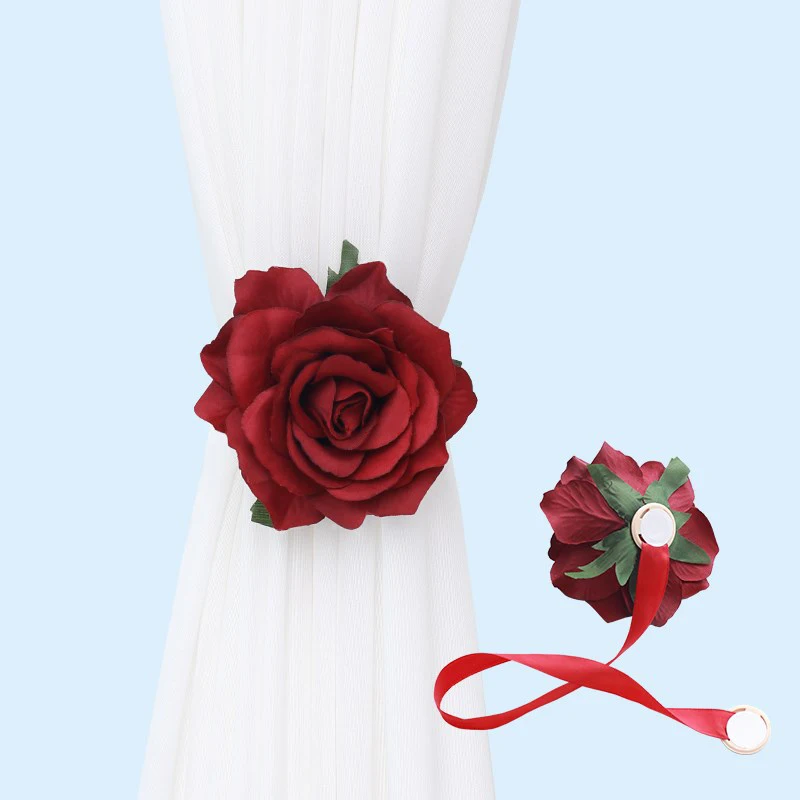 Creative Peony Flower Curtain Cord Tie Magnet Curtain Clips Tied Flowers Home Decor Tieback Holder Curtain Buckle Strap