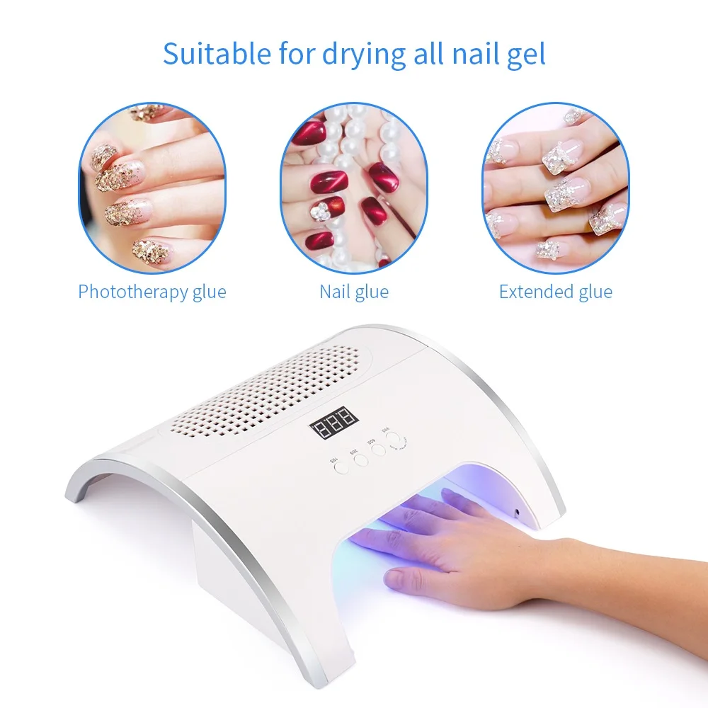 2-IN-1 Nail Dust Collector And Nail Drying Lamp 80W Nail Dust Extractor Nails Art Manicure Nail Vacuum Cleaner Gel Polish Dryer