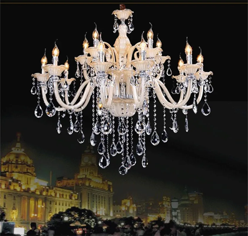 

OUFULA European style Chandelier Lamps LED Candle Crystal Pendant Lights Luxury Decorative Fixtures for Home Hotel Hall