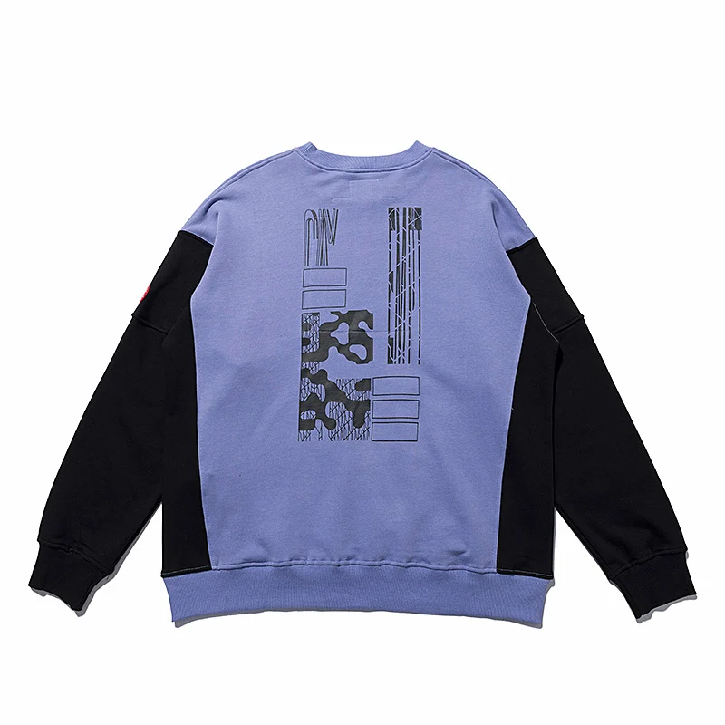 O-Neck Cav Empt C.E Hoodies Men Woman High Quality Pullover Casual Cotton Abstract Pattern Blue Black Splice CAVEMPT Sweatshirts