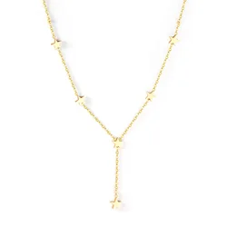 LUXUKISSKIDS 49cm+5cm Long Necklace Women Punk Style 6mm Gold Color Star Pendant Necklaces Inoxidable Mujer Tasesel Jewelry