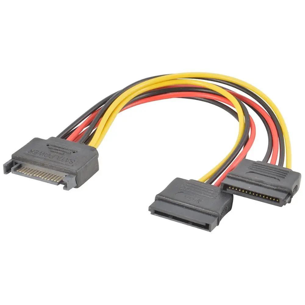 SATA 15-pin splitter cable adapter splitter, male to female, one male and two, for hard drive thermal Y splitter adapter