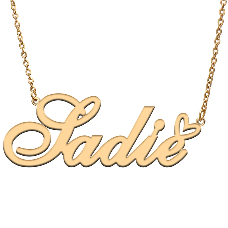 

Sadie Name Tag Necklace Personalized Pendant Jewelry Gifts for Mom Daughter Girl Friend Birthday Christmas Party Present