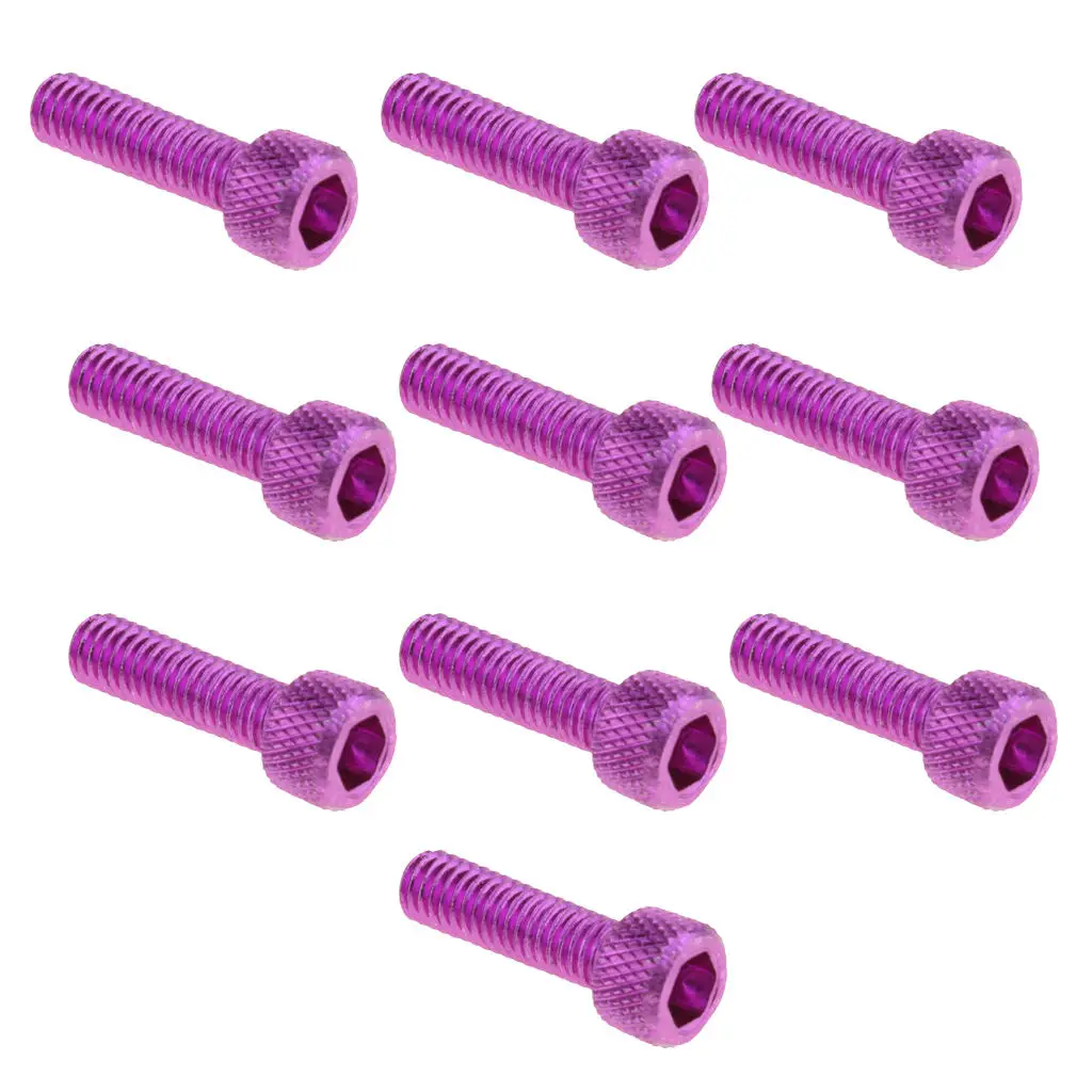 10pcs M6x20mm Aluminum Hex Socket  Screws Head Key Bolt Purple Motorcycle Car Accessories