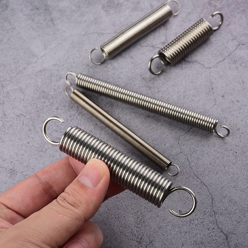 304 Stainless Steel S Hook Tension Cylindroid Helical Pullback Extension Tension Coil Spring Wire Diameter 0.8mm 1.0mm 1.2mm