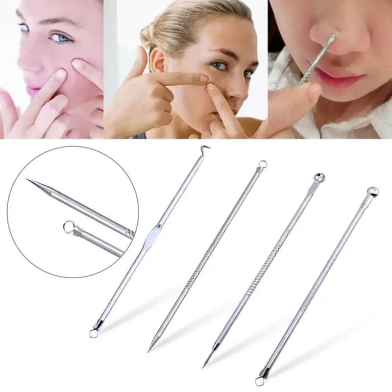 4PCS/set Acne Blackhead Removal Needles Black Dots Cleaner Black Head Pore Cleaner Deep Cleansing Tool Face Skin Care Tool