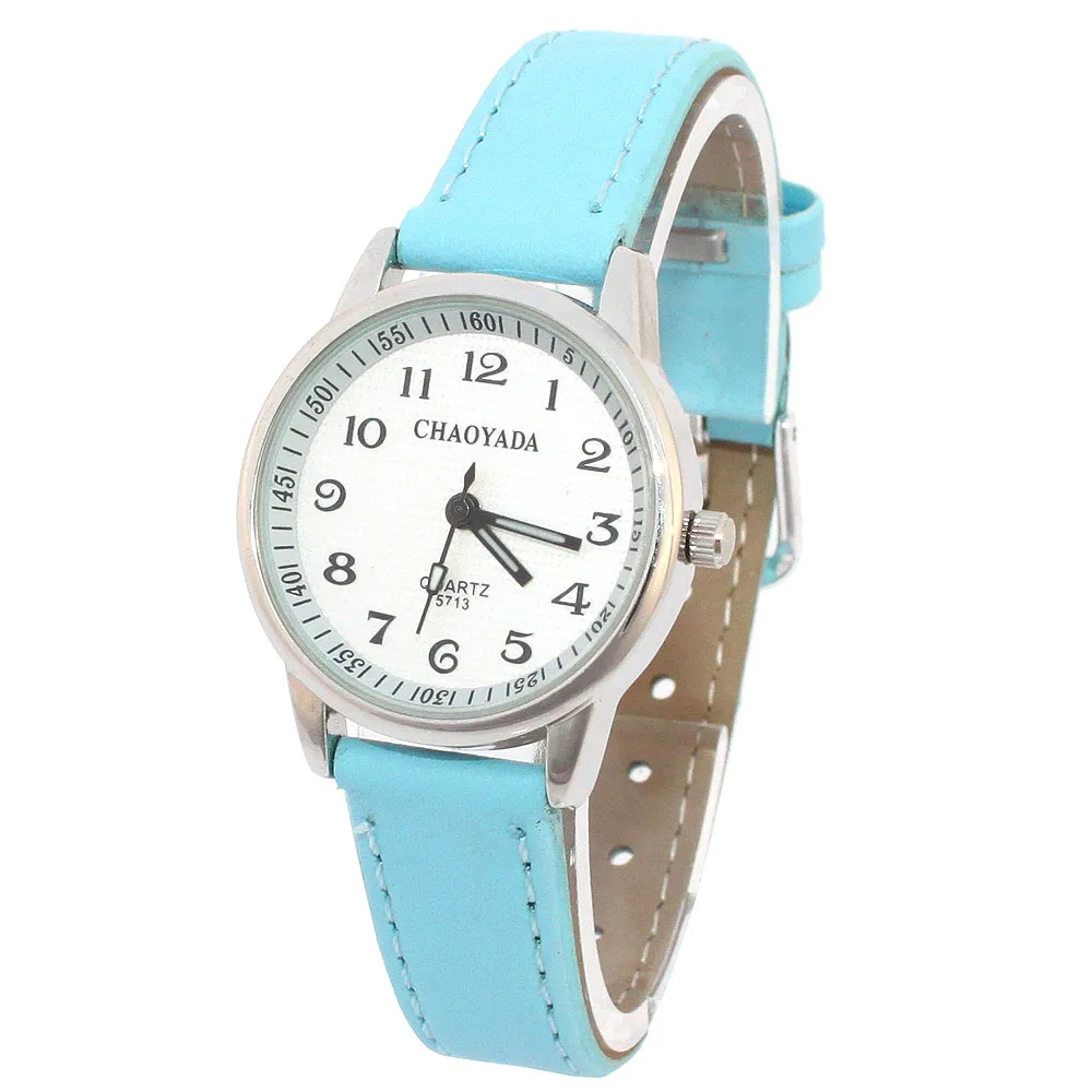 แฟชั่นรอบเรียนรู้เวลาเด็กสาวหนังสีดำควอตซ์นาฬิกาข้อมือนักเรียนเด็ก & #39s Tutor นาฬิกานาฬิกาเด็กชาย