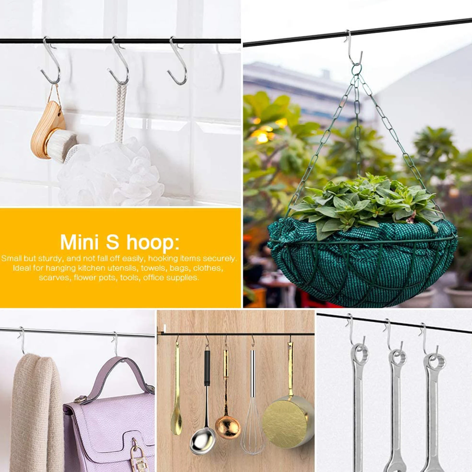 50pcs/set 39*30mm S Shape Metal Hanger Kitchen Organizer Bathroom Storage Rack Hanging Hook Crafts Tools Key Mask Space-saving