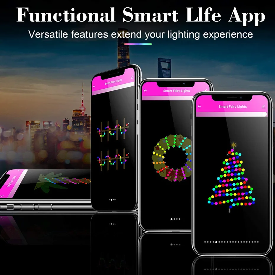 LED Fairy String Lights RGBIC Tuya Smart Dreamcolor RGB Dimmable 10M Works with Alexa Google Music Sync APP Remote Control