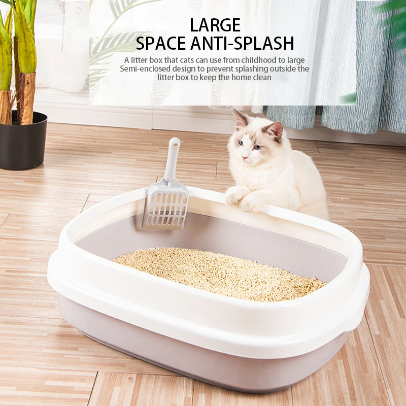 Pet Toilet Bedpan Anti Splash Cats Litter Box Cat Dog Tray with Scoop Kitten Dog Clean Toilette Home Plastic Sand Box Supplies