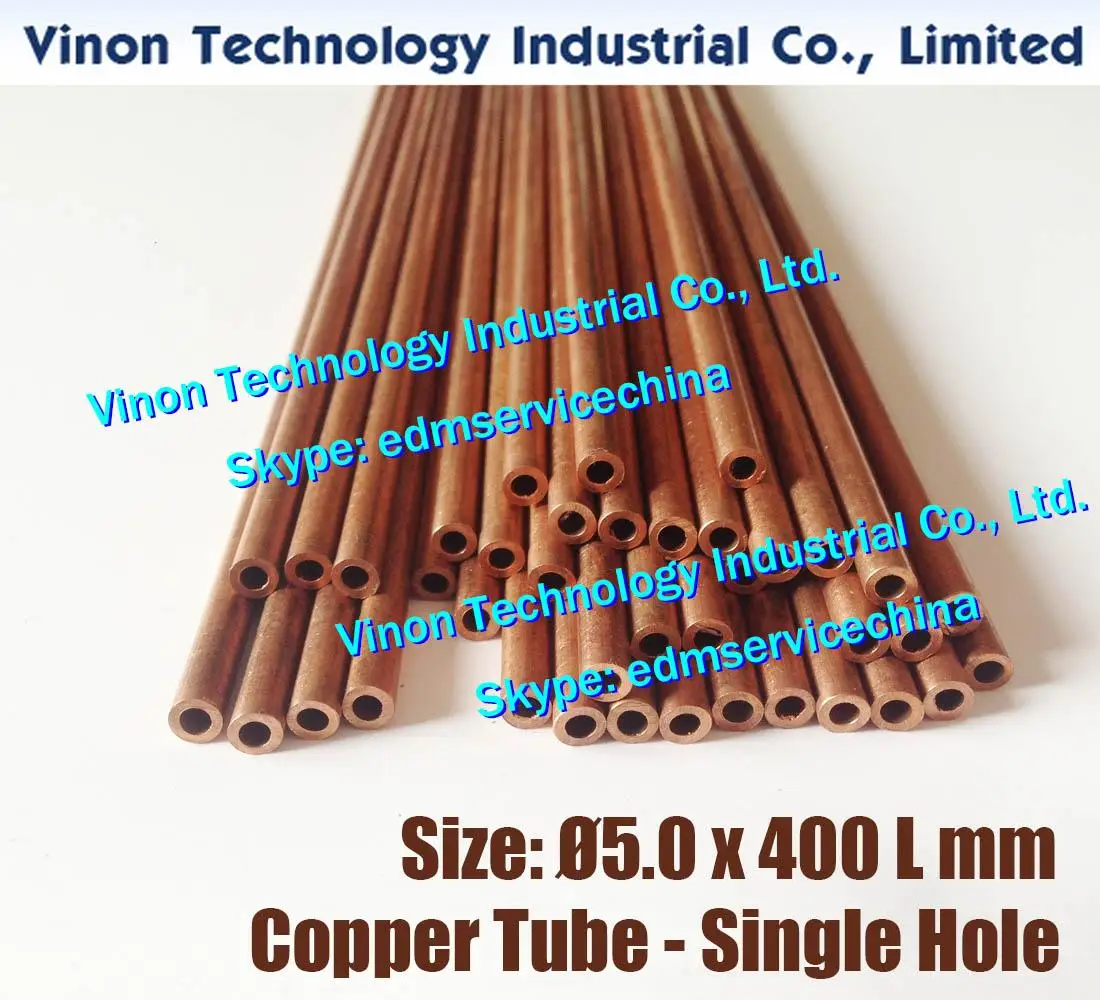 (30PCS/LOT) 5.0x400LMM Copper Tube Single Hole, Copper EDM Tubing Electrode Tube diameter 5.0mm Length 400mm