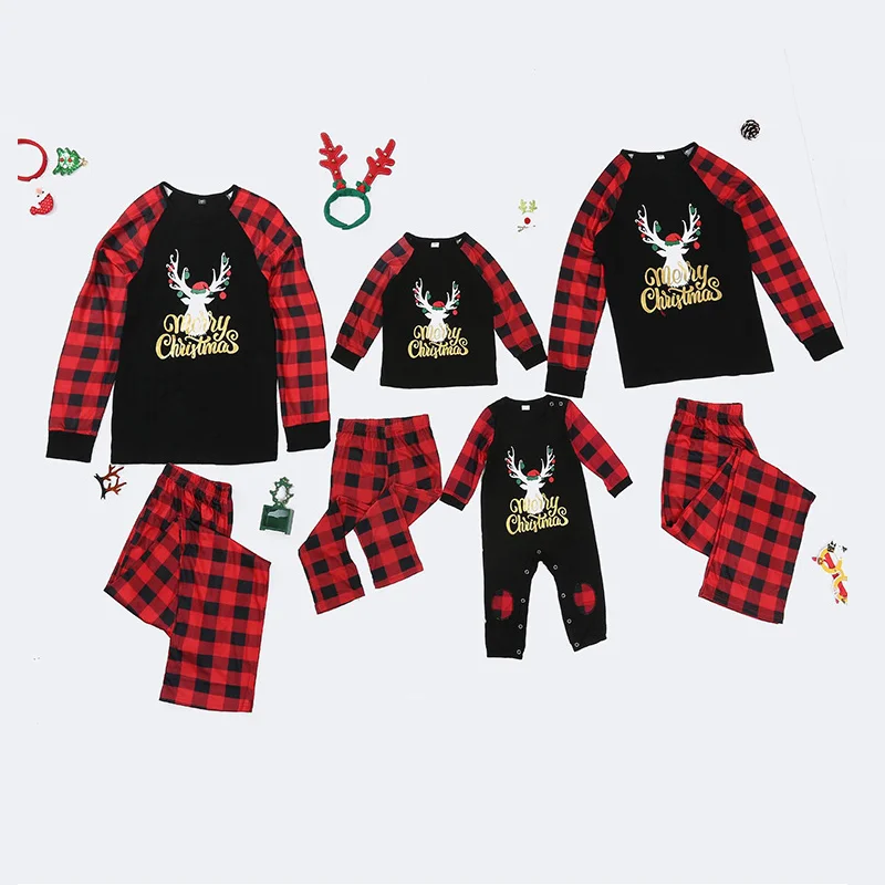 Christmas Family Matching Pajamas 2022 Family Matching Sleepwear Tops+Pants Adults Kids Family Matching Outfits Baby Romper