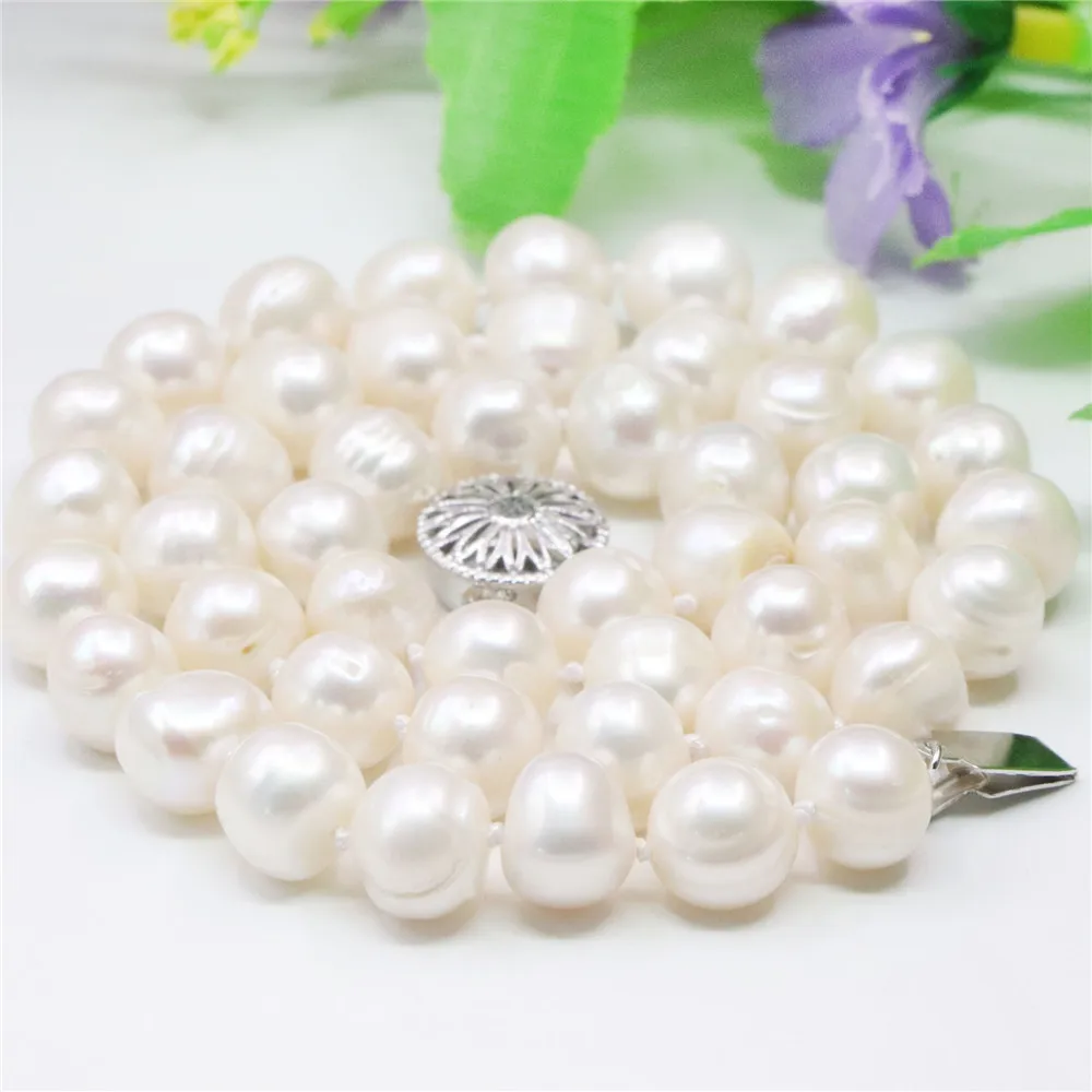 

7-8mm 8-9mm Near Round White Akoya Cultured Shell Pearl Necklace Fashion Jewelry Making Design Natural Stone Hand Made Ornament