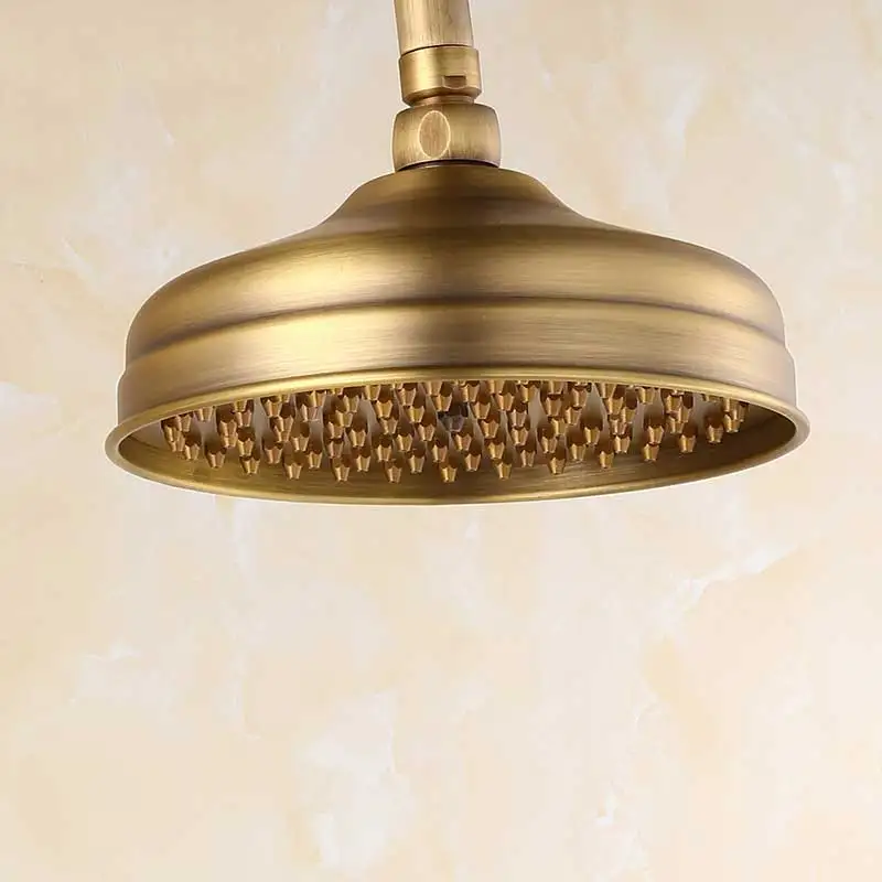 Antique Brass Shower Head Wall Mounted Round Brass Rainfall Shower Faucet Head 8