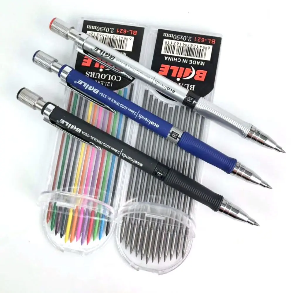 Mechanical Pencil Set Switchable Drawing Non-sharp Automatic Pencil Writing Tools Color 20mm Lead Refill Stationery Supplies