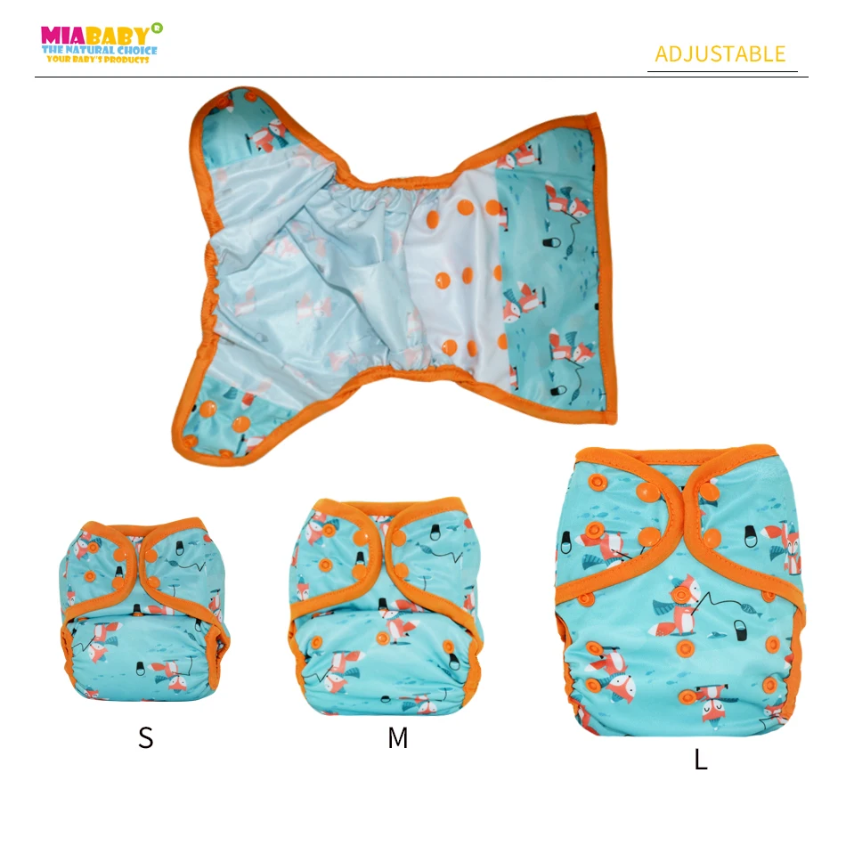 Miababy-cubierta de pañal de tela ecológica lavable, pañales de tela reutilizables ajustables de Navidad para bebés de 0 a 2 años, 3 a 15kg