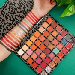 DE'LANCI Pro Warm Nude Eyeshadow Palette 48 Colors Earth Tone Natural Bronze Neutral Smoky Eye Shadows Matte Shimmer Glitter