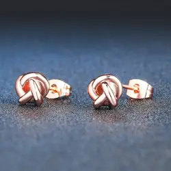 Cute Love Twist Stud Earrings Rose Gold Color Silver Color Fashion Jewelry For Women Gift Knot Post Earring HotSale E103