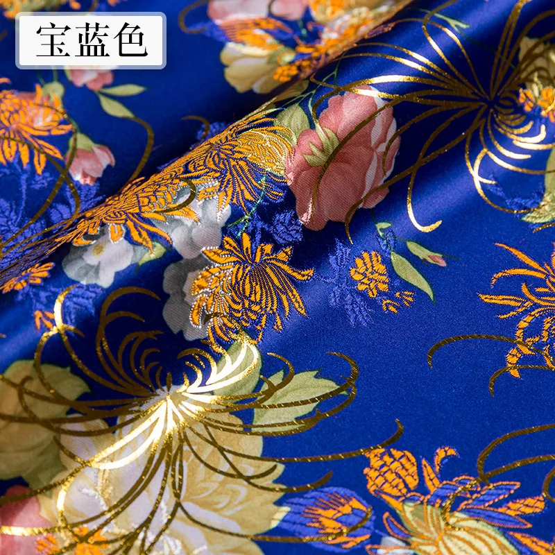 Gold brocade fabrics dark green Imitation silk jacquard pattern designer clothing patchwork sewing cheongsam DIY material