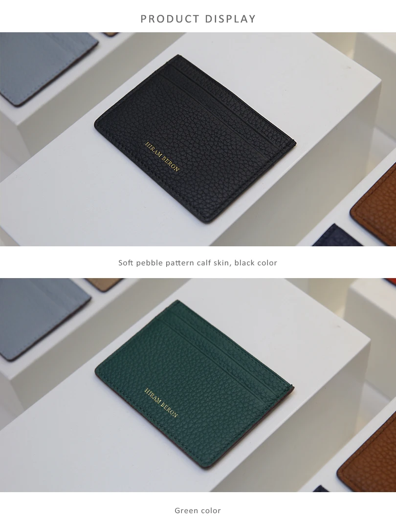 Hiram Beron Monogramm Hochwertige Premium Kieselleder Brieftasche Kartenhalter für Frauen Mann Fall Dropship – Detail 2