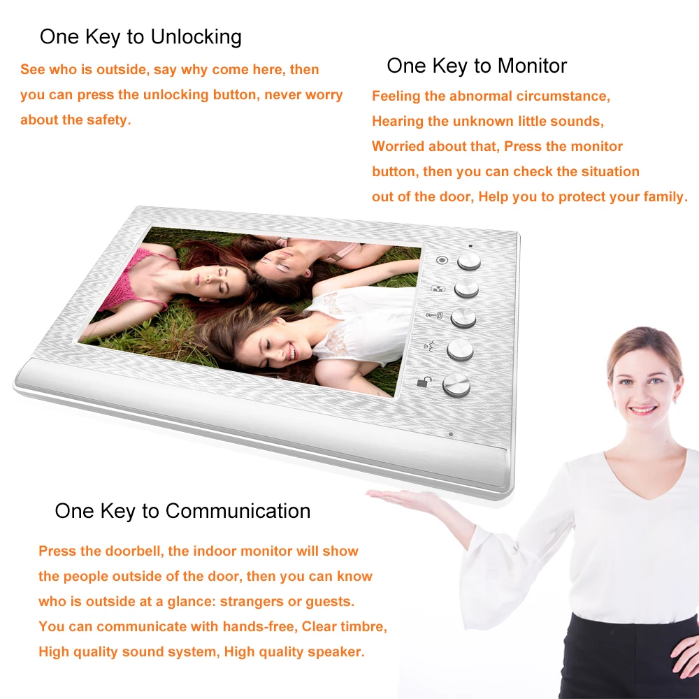 Wired Video Intercom System Video Entry Door Phone 2-Monitor Video Doorbell Door Phone support Unlock for Home Villa Apartment