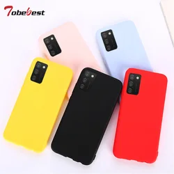 Funda de silicona para Samsung Galaxy A02s SM-A025F, carcasa trasera ultrafina de TPU suave mate, Color sólido caramelo