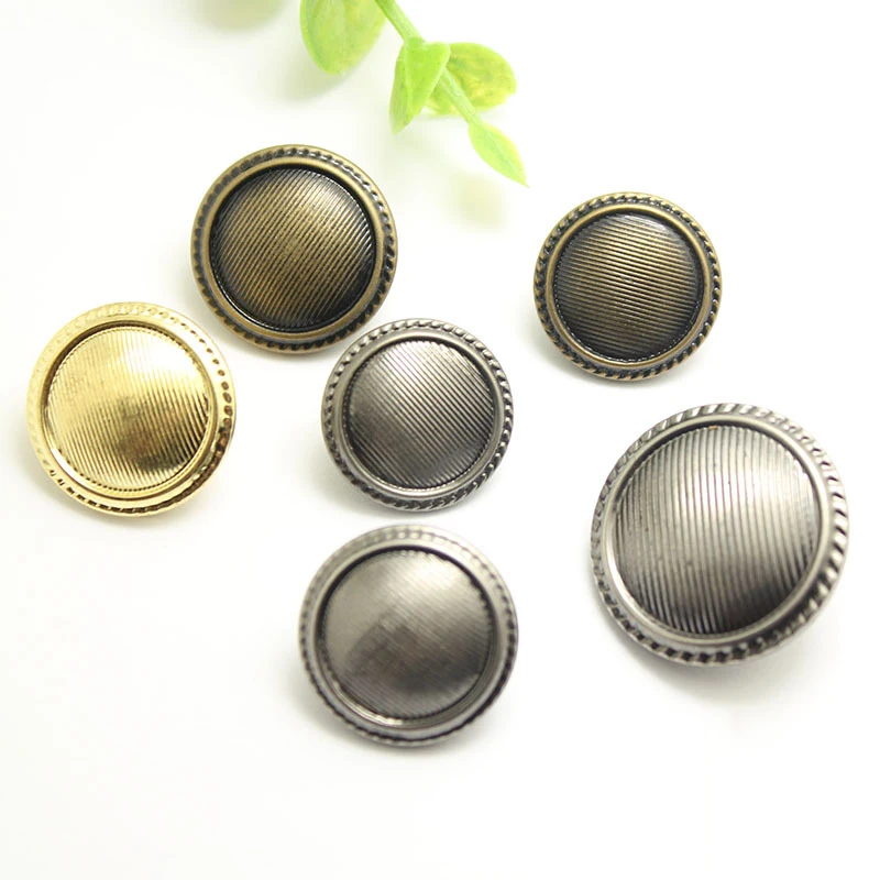 10PCS Striped Leather Buttons Spot Men\'s and Women\'s Windbreaker Metal Buttons Coat Button Ancient Silver Bronze Gold 15-25mm