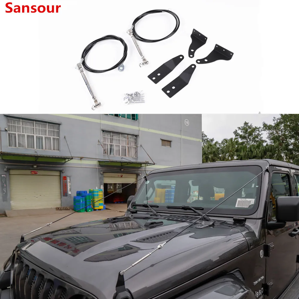 

Sansour Styling Mouldings for Jeep Wrangler JL 2018 Car Hood Latch Lock Obstacle Eliminate Rope for Jeep JL Wrangler Accessories