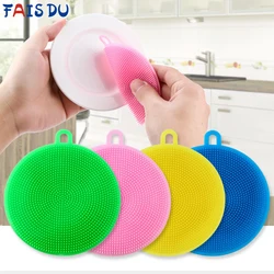 Fais du multifuncional silicone esponja prato suprimentos de cozinha escova limpeza doméstica lavar louça esponja ferramentas de limpeza