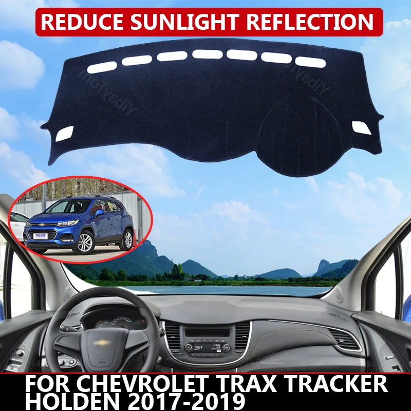 Carpet Dash mat for Chevrolet Trax Tracker 2017-2019 Auto Dashboard Velvet Cover Black blocks dust reduces noise car accessories