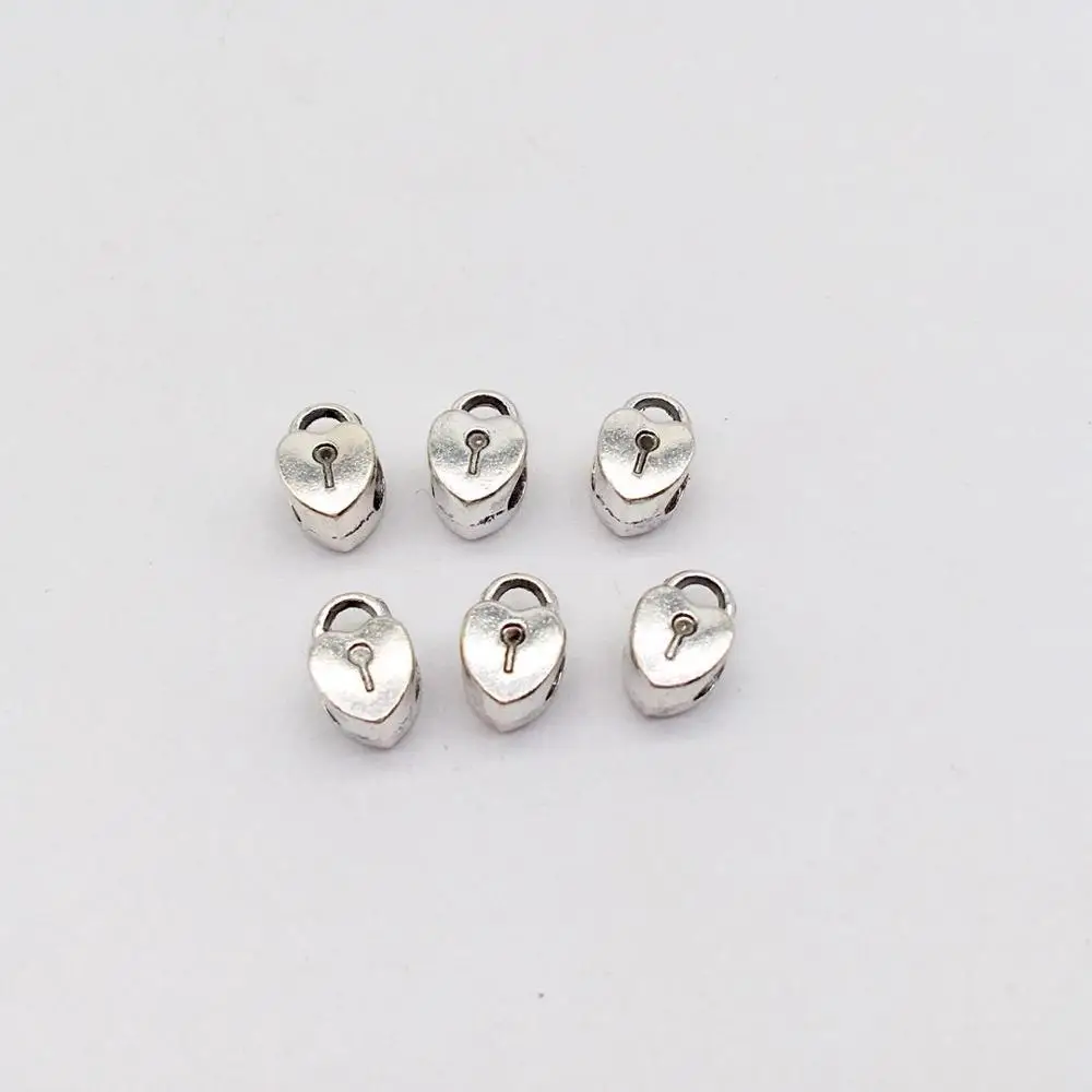 23 pcs love heart lock big hole bead Charms Antique silver Color bead Pendants Making DIY Handmade Tibetan Finding Jewelry