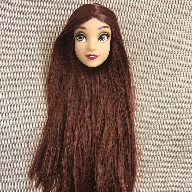 Lovely Princess Bald Head DIY Planting Long Soft Hair Doll Head Belle Snow white Baby Girl Favorite Princess Doll Part