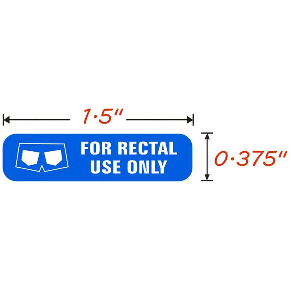 500 for Rectal Use Only Stickers Permanent Adhesive Paper Label with Surface Waterproof Blue Background and White Font