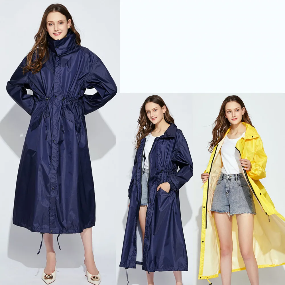 

Long Raincoat with Hood for Women, Waterproof Full Length Rain Coat with Pocket and Zipper, Packable Rainwear, Reusable Raincoat