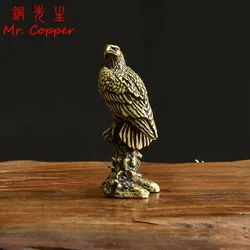 Antique Bronze Decorations Desk Ornament Eagle Miniatures Figurines Pure Copper Eagle Statue Home Decorations Crafts Collection