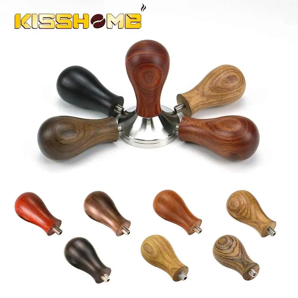 7 Solid Wood Coffee Tamper Handle without Base Natural Wood Grain Scent Powder Hammer Handle with 8mm Screw Coffee Accessories