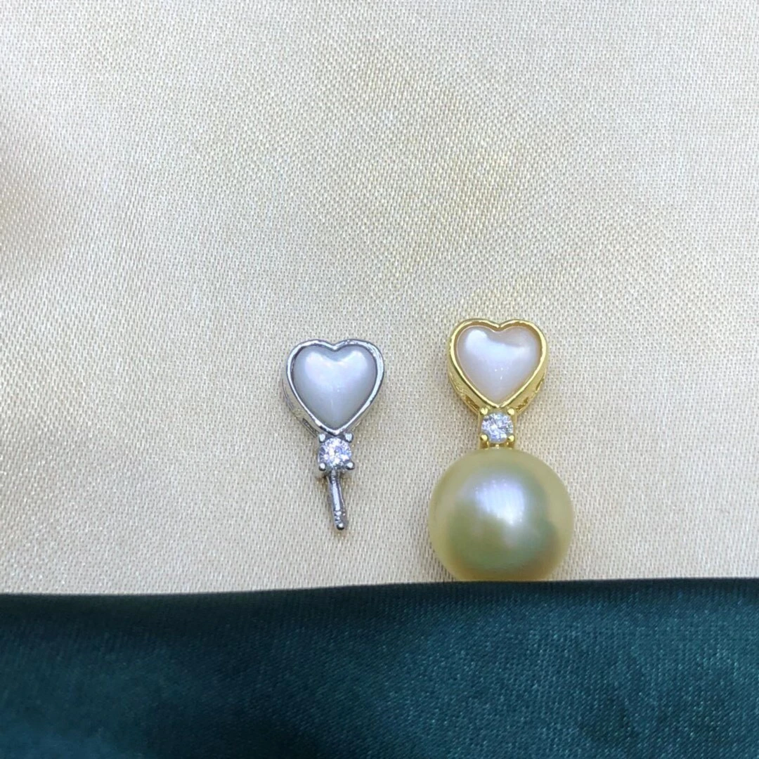 

Heart Shape 925 Sterling Silver Pendant Base Settings Mountings Findings Parts for Pearl Crystal Jade Agate 5pcs/lot