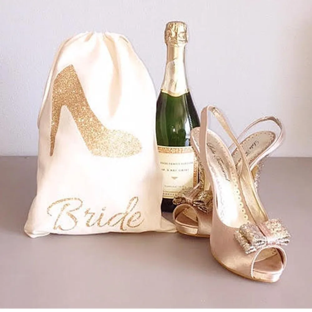 Personalized Wedding Shoes Bag Bridal Party Gifts  Glitter Shoes Gift Bag cutom Bachelorette  party kit bag  bridesmaid  kit bag