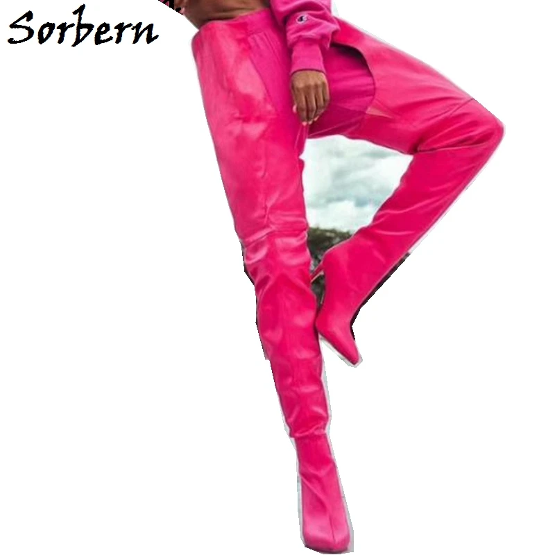 

Sorbern Sexy Fetish High Heel Boots Custom Crotch Thigh High Waist Legs Pointed Toe Boots Extreme Long Unisex Style Wide Fit