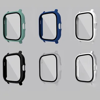 Custodia protettiva in vetro per schermo intero con bordo rigido, cornice a conchiglia per Amazfit GTS 2/2e GTS2e Sport Watch GTS2, copertura protettiva per paraurti