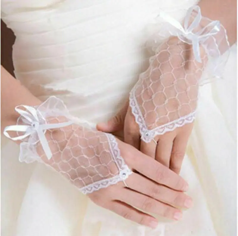 Women Evening Wedding Party Prom Fingerless Bridal Costume Lace Gloves