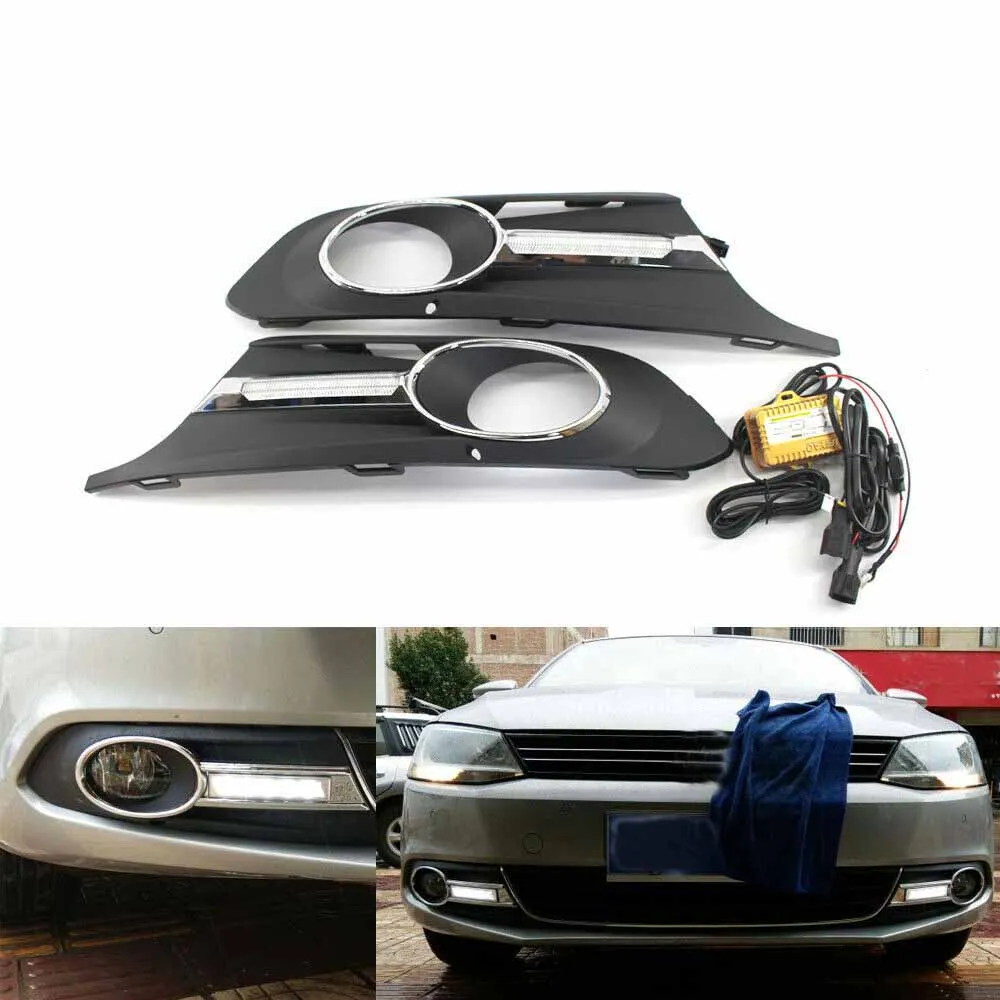 

LR DRL Foglight LED Daytime Day Fog Light GRILLE For Sagitar Jetta MK6 12-14 With Wire Highline